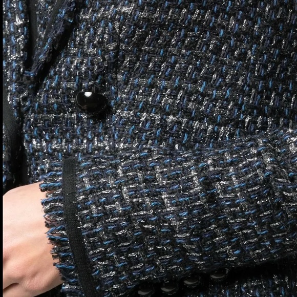 Veronica Beard Navy Cooke Dickey Metallic Lurex Tweed Jacket Blazer - Picture 4 of 11